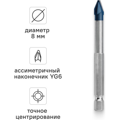 Сверло по керамограниту RAGE HARD CERAMIC HEX 8х90 мм Furious