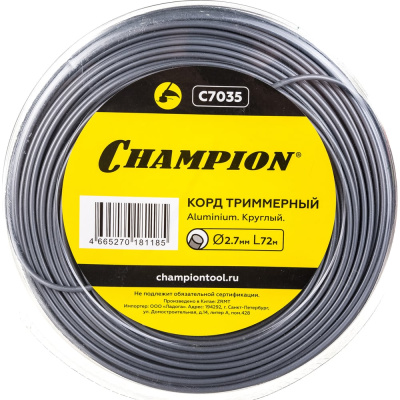Корд триммерный Aluminium, нож для отреза (2.7 мм, 72 м Champion