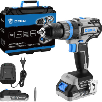 Дрель-шуруповерт аккумуляторная ударная бесщеточная DEKO ZKCID20V 20В