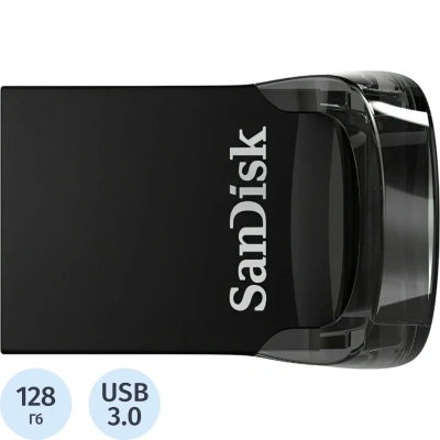 Флеш-память SanDisk Ultra Fit, 128Gb, USB 3.1 G1, чер, SDCZ430-128G-G46