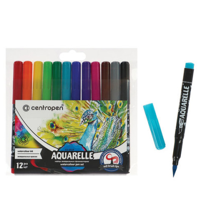 Набор акварельных маркеров Centropen "Aquarelle 8683" 12цв., кистевые, 1-9мм, европодвес