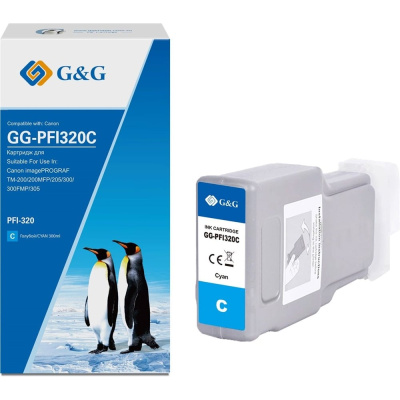 Картридж струйный G&G GG-PFI320C PFI-320C голуб.пигм. 300 мл для Canon imagePrograf