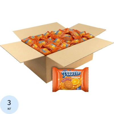 Печенье Pekarro Orange с апельсиновой начинкой и взрывной карамелью, 3кг