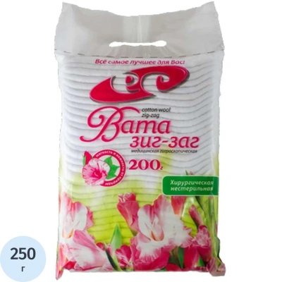 Вата хир. нестер. Зиг-Заг 250 г 28 шт/уп ЕмельянъСавостинъ ГОСТ 5556-2022