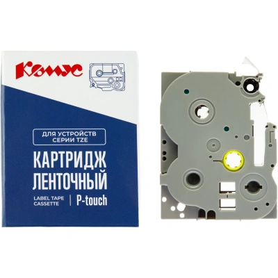 Картридж Комус TZE-525(Brother TZE-525 белый на синем,9мм/8м)