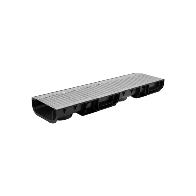 Лоток Ecoteck STANDART 200.96 h100 с решеткой стальной штампованной кл.А15 (черный) ДИ