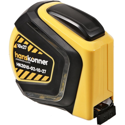 Рулетка Hanskonner 10x27 HK2010-02-10-27 оснащена полотном из хромванадиевой стали с увеличенной толщиной по сравнению