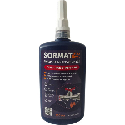 Герметик для резьбовых соединений SORMAT 502, неразборный, 250 ml