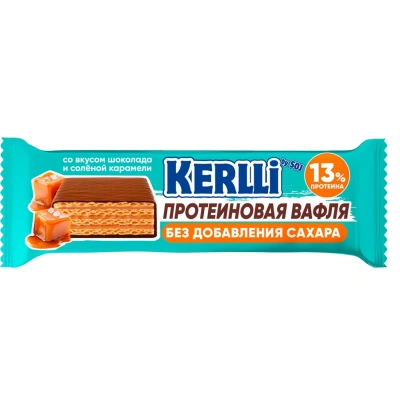 Батончик SOJ KERLLI вафельный со вкус соленой карамели без сах, 45гx16шт/уп
