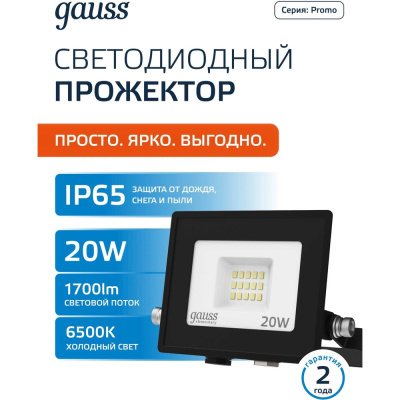 Светодиодный прожектор GAUSS Elementary 20W