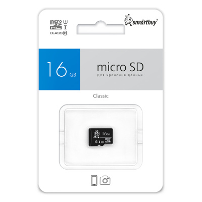 Карта памяти SmartBuy MicroSDHC 16GB UHS-1, Class 10, скорость чтения 30Мб/сек