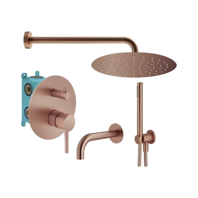 Комплект со смесителем для ванной PLUMBERIA SELECTION IXO брашированная медь