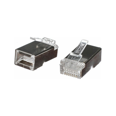 Коннекторы VCOM RJ45 8P8C для FTP кабеля 5 категории, экранированные, 100шт