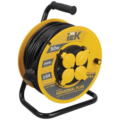 Удлинитель на катушке с термозащитой 4х50м УК50 3х1.5 IP44 IEK Industrial plus
