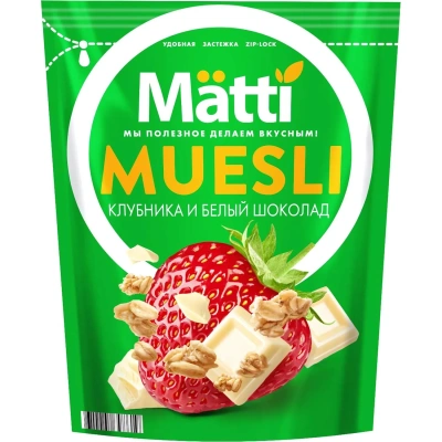 Мюсли Matti запеченные клубника и белый шоколад, 250г