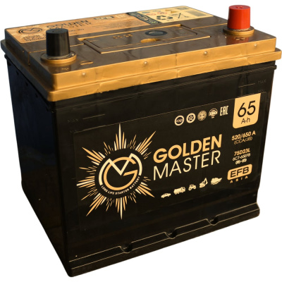 АКБ GOLDEN MASTER EFB ASIA 6СТ-65 (R)-(0) 520А 232x175x225 мм
