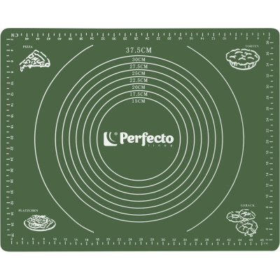 Коврик для теста PERFECTO LINEA с мерными делениями, силиконовый, 50x40 см, NATURAL GREEN, 23-504013