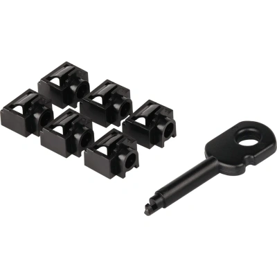 Вставка заглушек порта RJ-45 LANMASTER LAN-SEC45-PL-SET-BK 6шт/уп+ключ чер