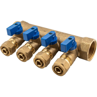 Коллектор с шаровым краном SMT 1x20x4 4 выхода