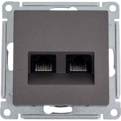 Розетка компьютерная двойная Systeme Electric AtlasDesign, RJ45 + RJ45, 5e, механизм, Мокко