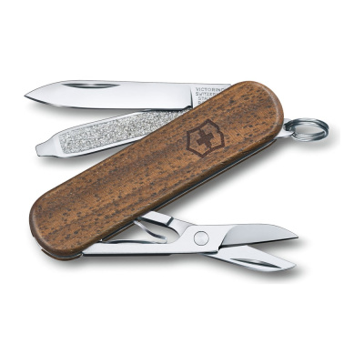 Нож-брелок Victorinox Classic SD, 58 мм, 5 функций, рукоять из орехового дерева