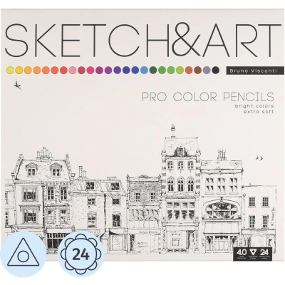 Карандаши цветные для скетч SKETCH&ART 24 цв в мет коробке 30-0042