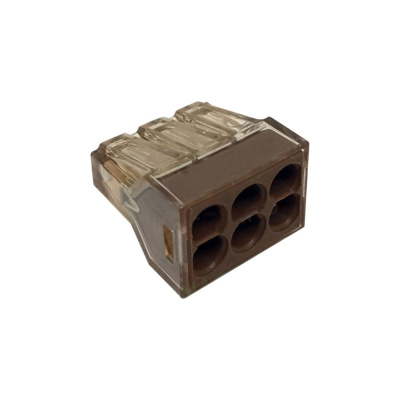 Клемма безвинтовая WAGO 773-606 прозрачные, 6x1.5-4.0мм, 32A, PUSH WIRE, 50 штук/упаковка