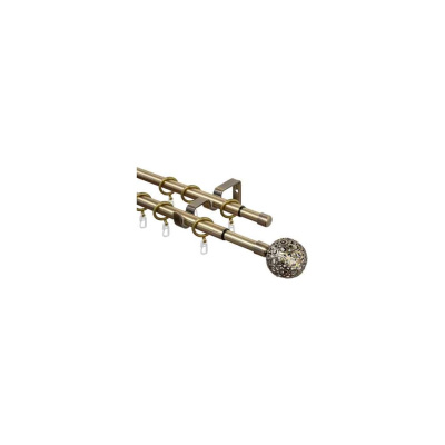 Карниз металлический раздвижной LM DECOR Ажур, Ø16/19 мм, 1,6-3,0 м, 2-рядный, антик