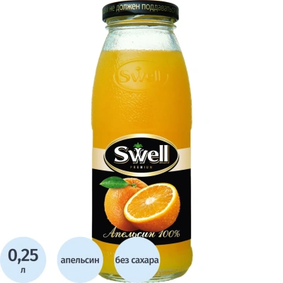Сок апельсиновый SWELL с мякотью 0,25 л, для детского питания, 4040207360