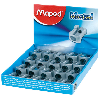 Точилка MAPED (Франция) "Metal", металлическая, классический дизайн, дисплей, 506600