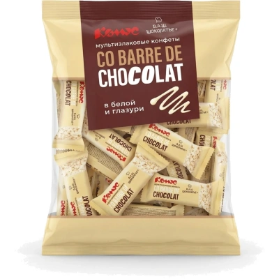 Конфеты Комус - Co barre de Chocolat мультиз.с бел. конд. глаз., 1кг