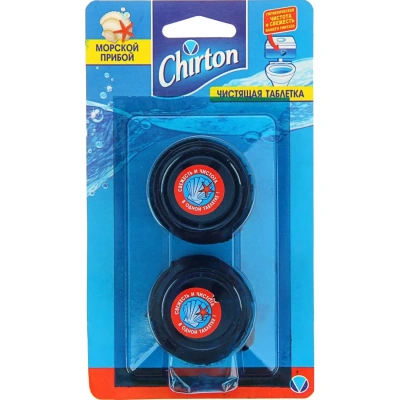 Таблетки чистящие для унитаза 2 шт. х 50 г, CHIRTON (Чиртон), "Морской Прибой", 6944678610380