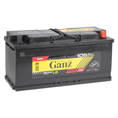 Аккумулятор GANZ PRO-Line AGM 105 А/ч обратный R+ 394x175x190 L6 EN 950 А