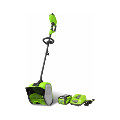 Комплект: Снегоуборщик аккумуляторный Greenworks GD40SSK2, 40V, 30 см, бесщеточный, с 1хАКБ 2 Ач и ЗУ