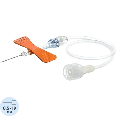 Игла-бабочка 25G 19см оранж. VACUETTE Safety 450090V1 90шт/уп