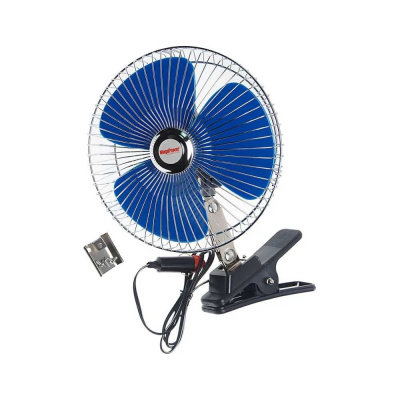 Вентилятор Megapower M-503C 21см 8 с решеткой металл на прищепке 12V Megapower