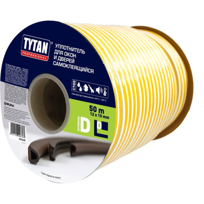 Уплотнитель для окон и дверей Tytan Professional d 50m x 12mm x 10mm белый