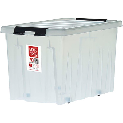Ящик Rox Box п/п 580х390х365 мм с крышкой и клипсами, на роликах, 70 л