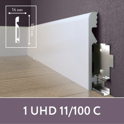 Плинтус СОЛИД Solid UHD полимерный, напольный, полимерный ультравысокой плотности, белый, 2.0м крепится на клипсы 1 UHD