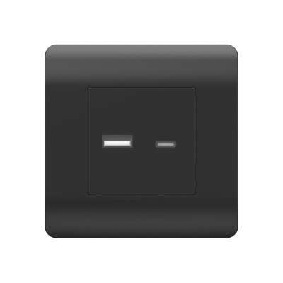 Розетка USB CHINT NEW3-E тип A+C 5В/2.1А черный