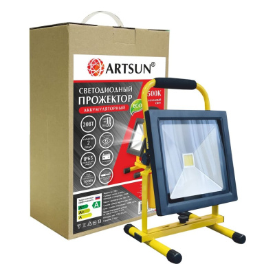 Прожектор светодиодный кемпинговый (акуммуляторный) ARTSUN LED FLA 20W 6500K COB