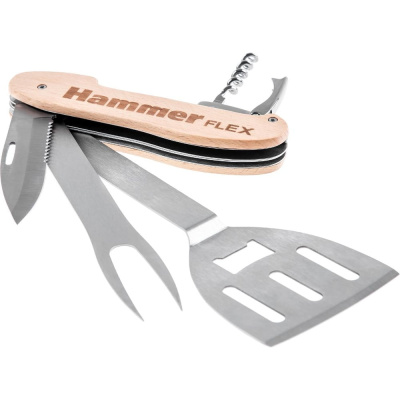 Мультитул для гриля HAMMER Flex 310-310, нержавеющая сталь, разборный, 5 приборов