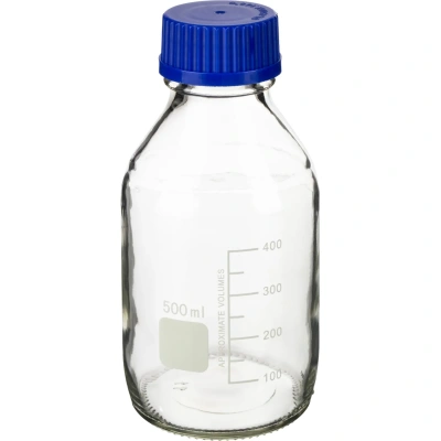 Банка лабораторная 500 мл, свет.стекло, градуир., крышка, 24 шт/уп 10006802