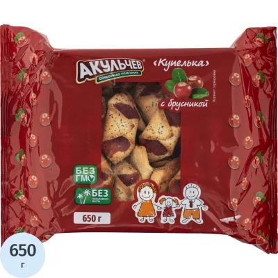 Печенье Акульчев Купелька с брусникой 650 г