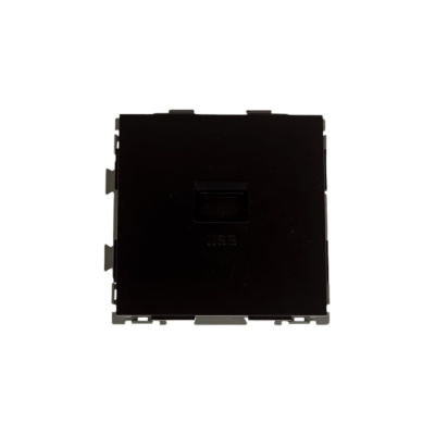 USB розетка CGSS 2.1А черная Практика PL-W201U-BCM с защитной шторкой