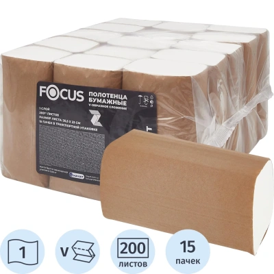 Полотенца бумажные д/дисп FocusSmart Vсл 1сл 200л 15пач/уп 5103195/50204108