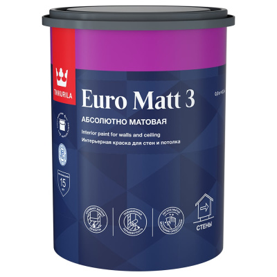Интерьерная краска для стен и потолков Tikkurila EURO MATT 3 700001111