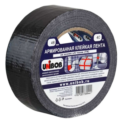 Армированная клейкая лента Unibob 48ммх40м, черная