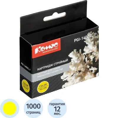 Картридж струйный Комус PGI-1400XL Y жел.для Canon MB2040/MB2140/MB2740