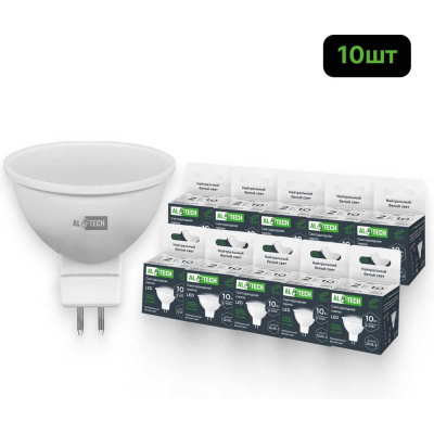 Лампочка светодиодная ALTECH LED MR16-10W-840-GU5.3 нейтральный белый свет 10шт